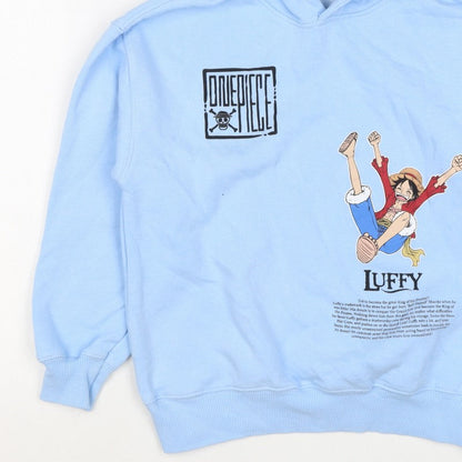 Zara Boys Blue 9-10 Years One Piece Luffy Graphic Print Pullover Hoodie
