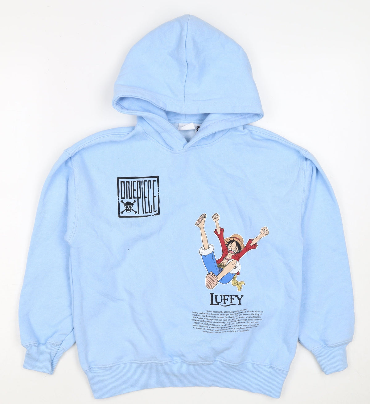 Zara Boys Blue 9-10 Years One Piece Luffy Graphic Print Pullover Hoodie
