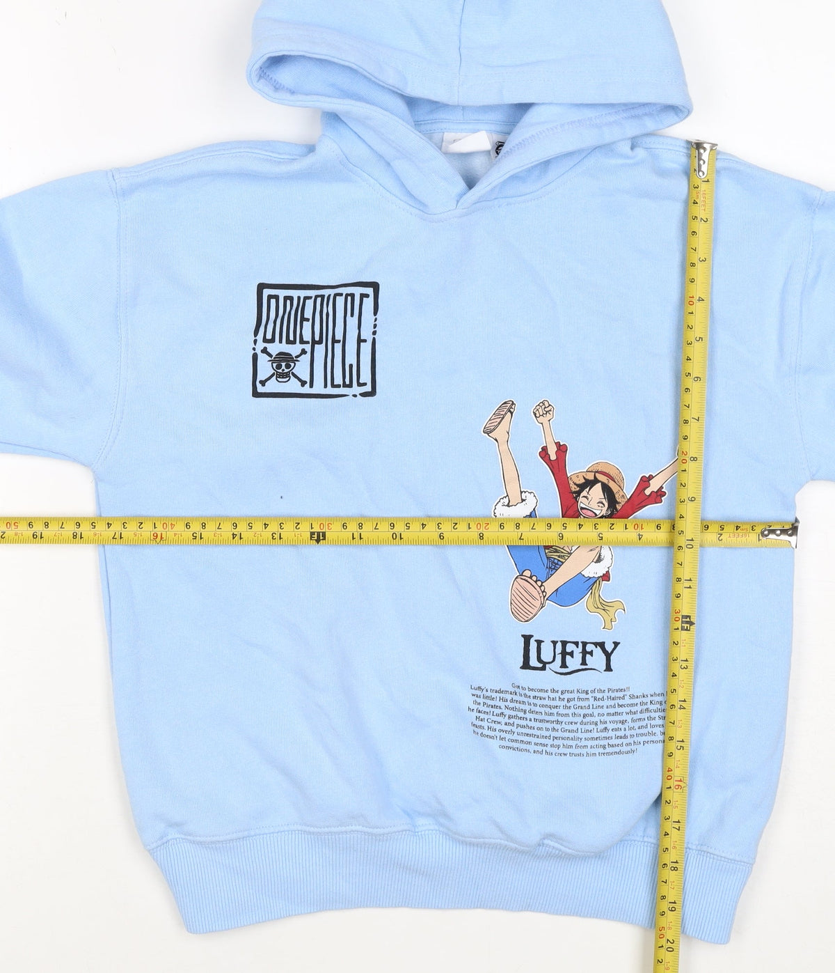 Zara Boys Blue 9-10 Years One Piece Luffy Graphic Print Pullover Hoodie