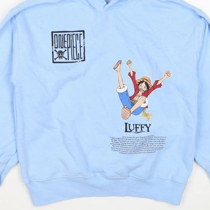 Zara Boys Blue 9-10 Years One Piece Luffy Graphic Print Pullover Hoodie