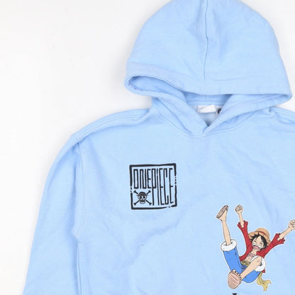 Zara Boys Blue 9-10 Years One Piece Luffy Graphic Print Pullover Hoodie