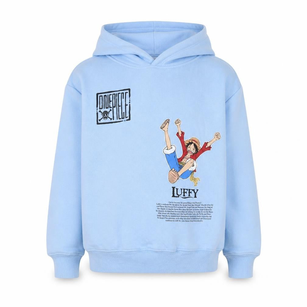 Zara Boys Blue 9-10 Years One Piece Luffy Graphic Print Pullover Hoodie