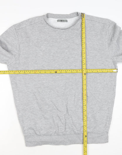 TU Men’s Grey Size S Crew Neck Pullover Fleece Sweatshirt