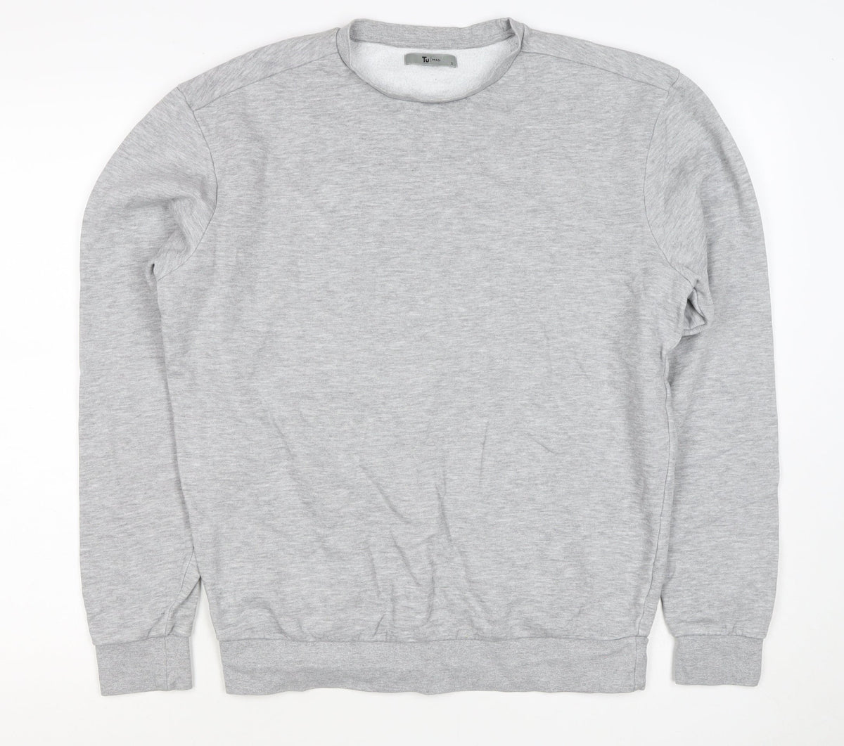 TU Men’s Grey Size S Crew Neck Pullover Fleece Sweatshirt