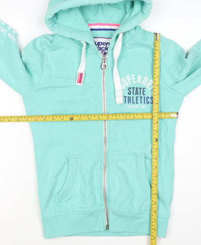 Superdry Women’s Green S Full Zip Hoodie Fleece Logo Pockets