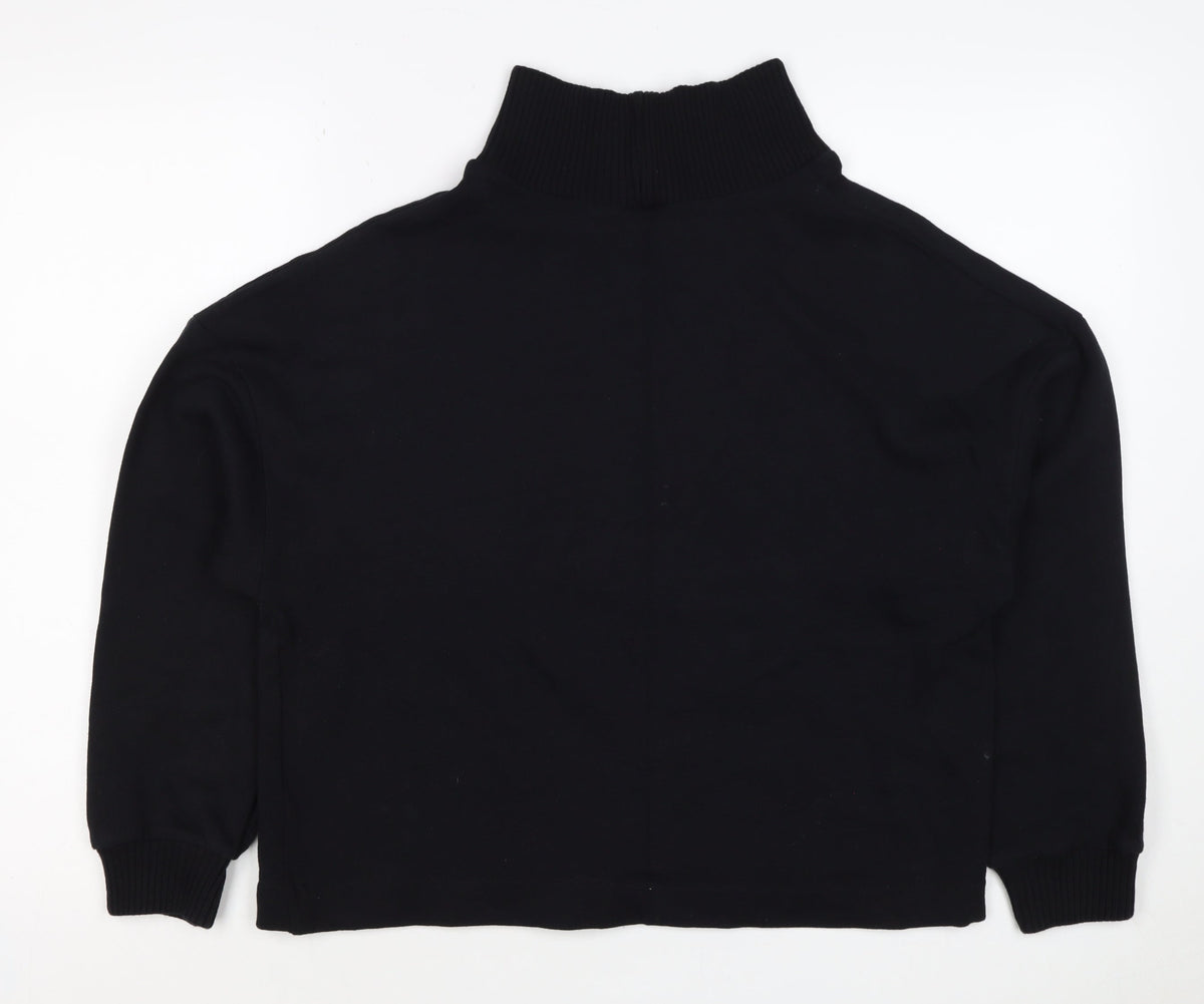 River Island Women’s Black M Roll Neck Pullover Sweatshirt Logo