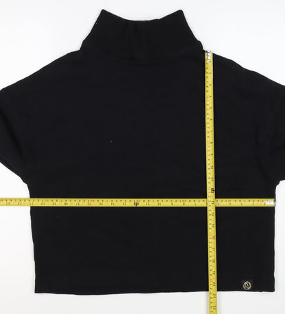 River Island Women’s Black M Roll Neck Pullover Sweatshirt Logo