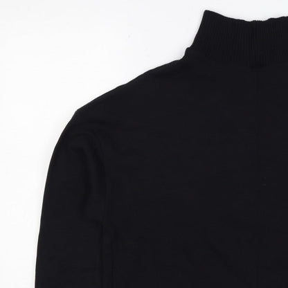 River Island Women’s Black M Roll Neck Pullover Sweatshirt Logo