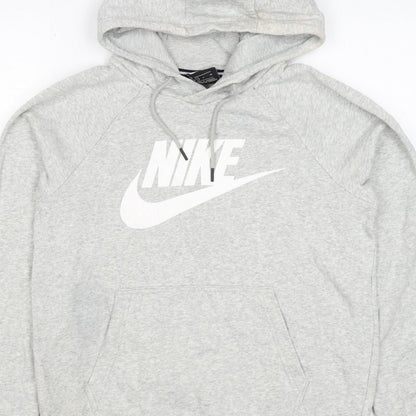 Nike Men's Grey S Pullover Hoodie Logo Pocket Cotton Blend