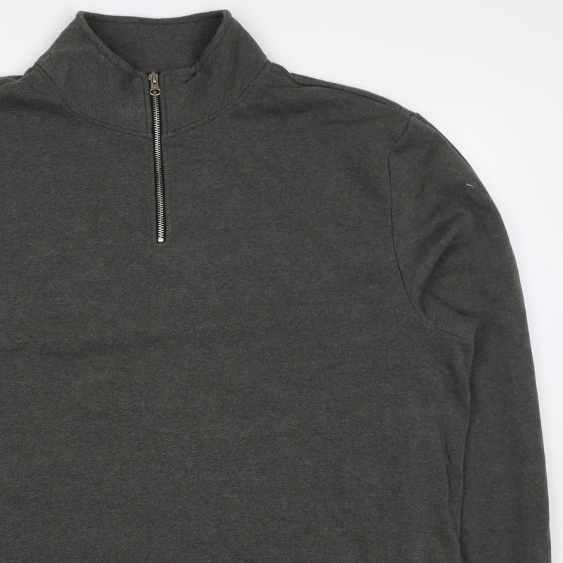 Additional view of Livegy Men’s Grey XL 1/4 Zip Fleece Lined High Neck Sweatshirt NYC