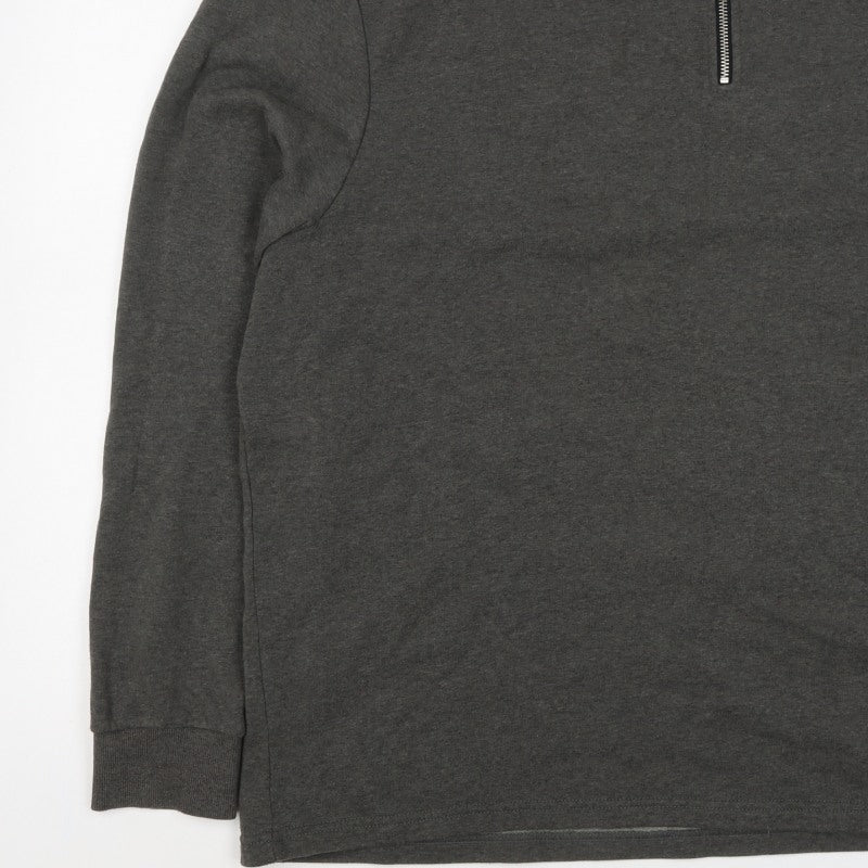 Additional view of Livegy Men’s Grey XL 1/4 Zip Fleece Lined High Neck Sweatshirt NYC