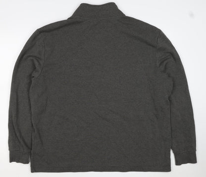 Close-up detail of Livegy Men’s Grey XL 1/4 Zip Fleece Lined High Neck Sweatshirt NYC