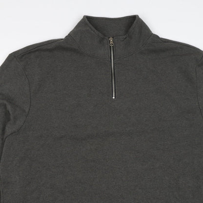 Additional view of Livegy Men’s Grey XL 1/4 Zip Fleece Lined High Neck Sweatshirt NYC