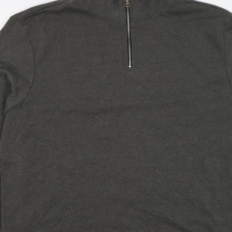 Additional view of Livegy Men’s Grey XL 1/4 Zip Fleece Lined High Neck Sweatshirt NYC