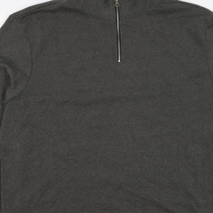 Additional view of Livegy Men’s Grey XL 1/4 Zip Fleece Lined High Neck Sweatshirt NYC