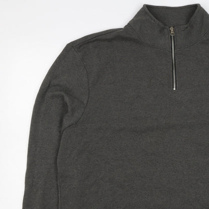 Additional view of Livegy Men’s Grey XL 1/4 Zip Fleece Lined High Neck Sweatshirt NYC