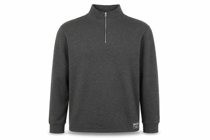 Front view of Livegy Men’s Grey XL 1/4 Zip Fleece Lined High Neck Sweatshirt NYC