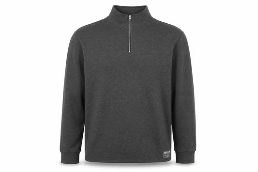 Front view of Livegy Men’s Grey XL 1/4 Zip Fleece Lined High Neck Sweatshirt NYC