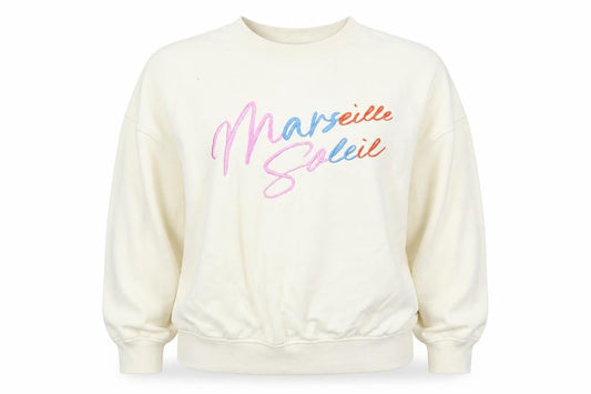 H&M Women Ivory S Marseille Soleil Embroidered Crew Neck Sweatshirt