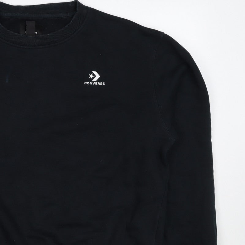 Converse Women’s Black M Logo Crew Neck Pullover Sweatshirt