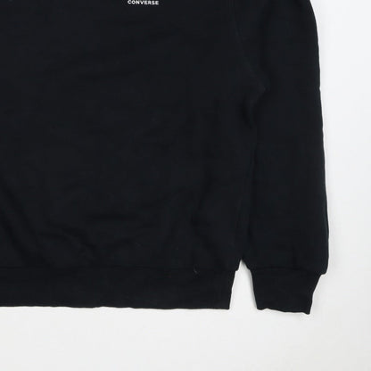 Converse Women’s Black M Logo Crew Neck Pullover Sweatshirt