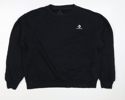 Converse Women’s Black M Logo Crew Neck Pullover Sweatshirt