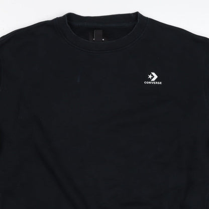 Converse Women’s Black M Logo Crew Neck Pullover Sweatshirt