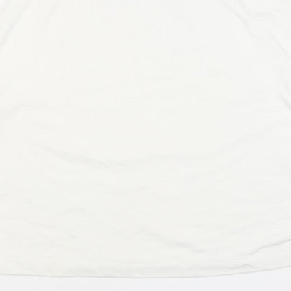 Lands' End Women White L Pullover Crew Neck Cotton Blend Sweatshirt