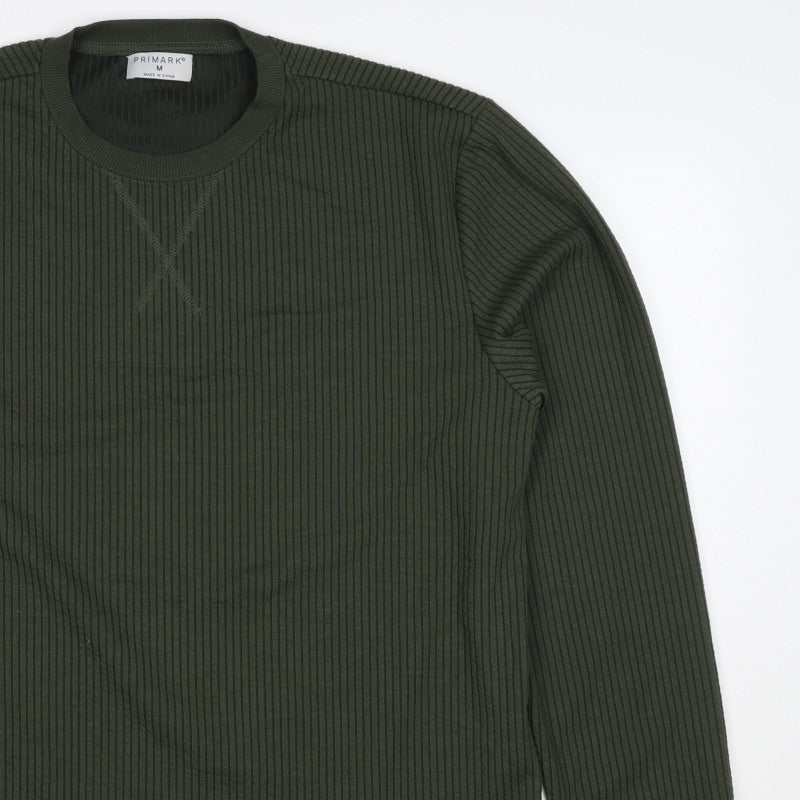 Primark Men’s Green M Ribbed Crew Neck Pullover Sweatshirt