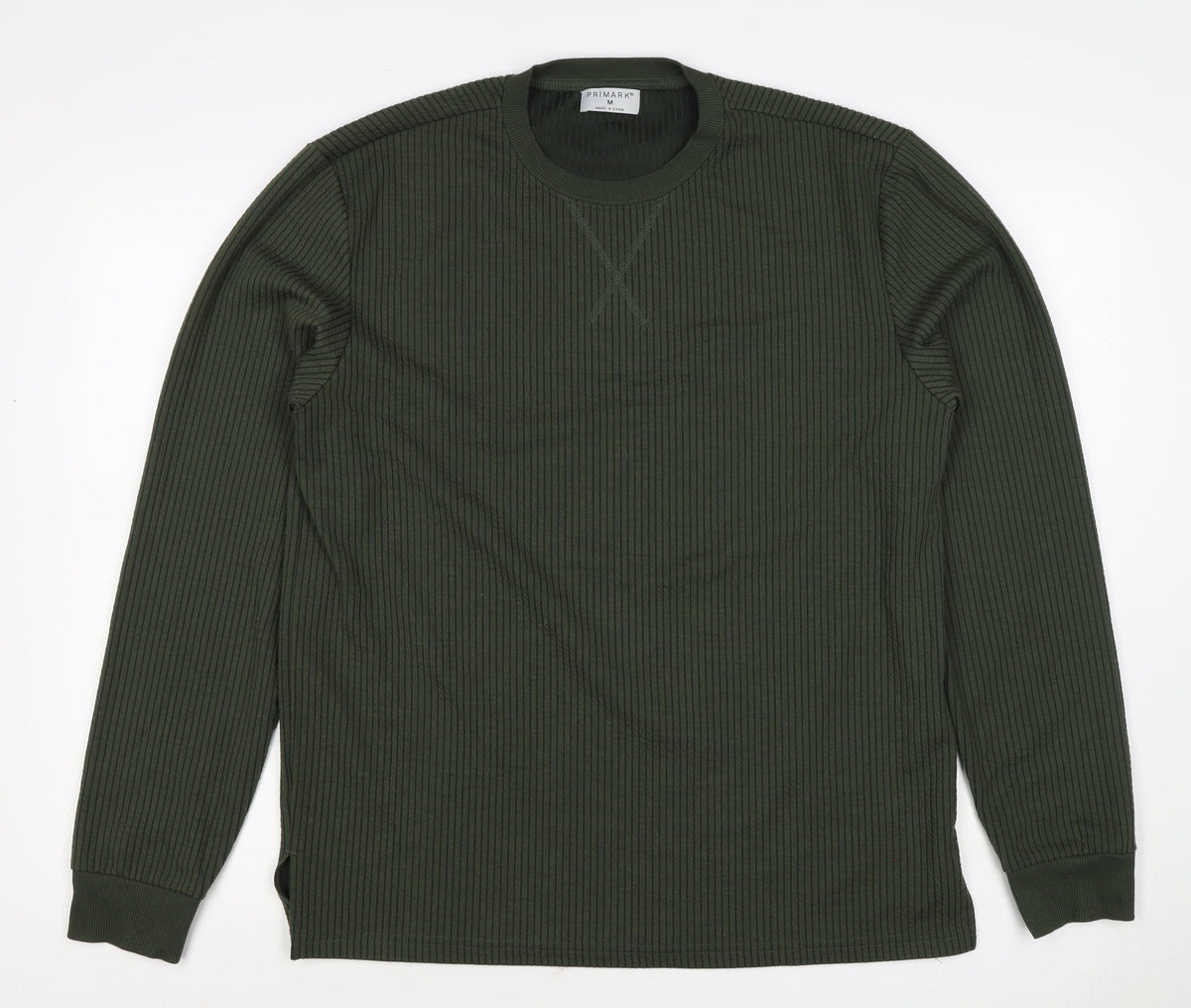 Primark Men’s Green M Ribbed Crew Neck Pullover Sweatshirt