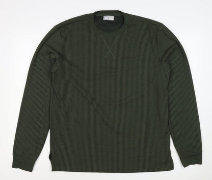 Primark Men’s Green M Ribbed Crew Neck Pullover Sweatshirt