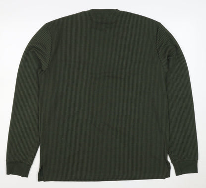 Primark Men’s Green M Ribbed Crew Neck Pullover Sweatshirt