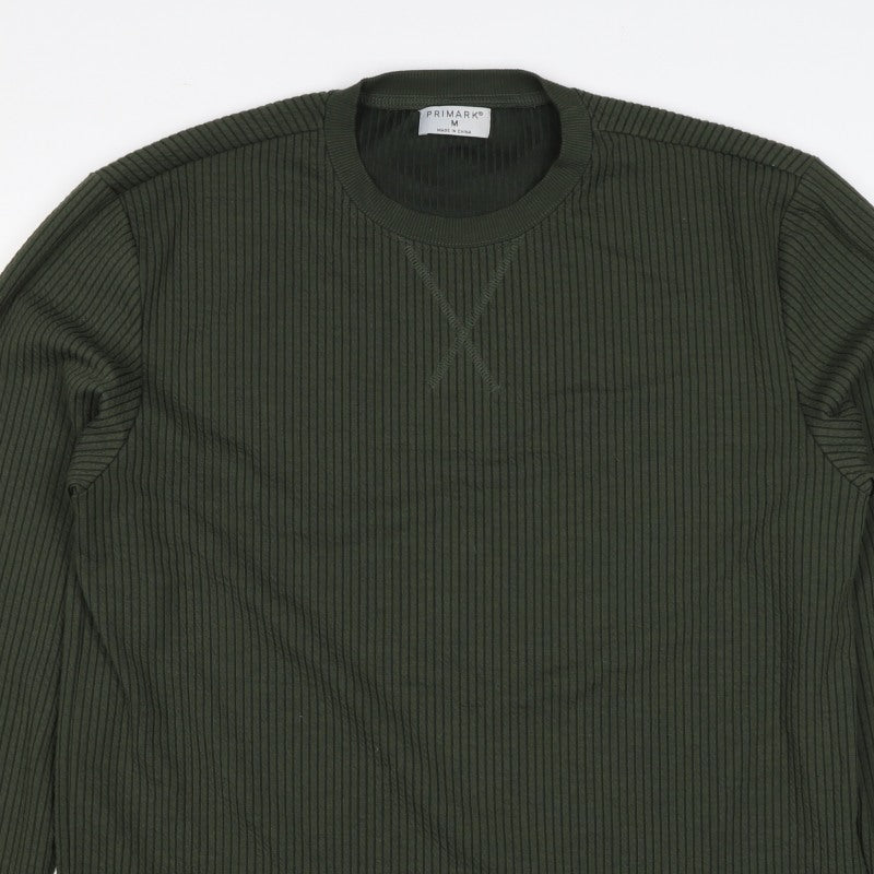 Primark Men’s Green M Ribbed Crew Neck Pullover Sweatshirt