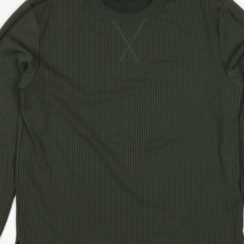 Primark Men’s Green M Ribbed Crew Neck Pullover Sweatshirt
