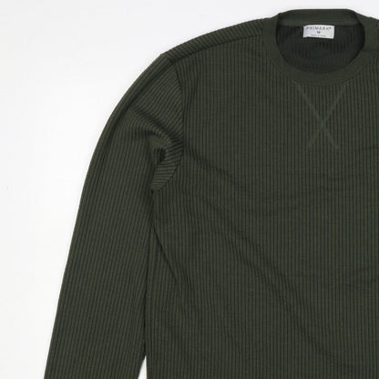 Primark Men’s Green M Ribbed Crew Neck Pullover Sweatshirt