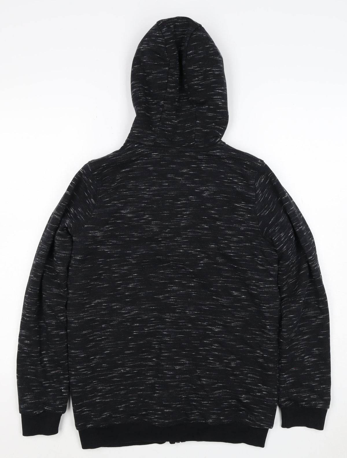 TU Boys Black Marl Full Zip Hooded Hoodie Age 13 Years 158cm Pockets