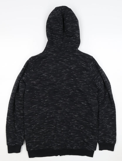 TU Boys Black Marl Full Zip Hooded Hoodie Age 13 Years 158cm Pockets