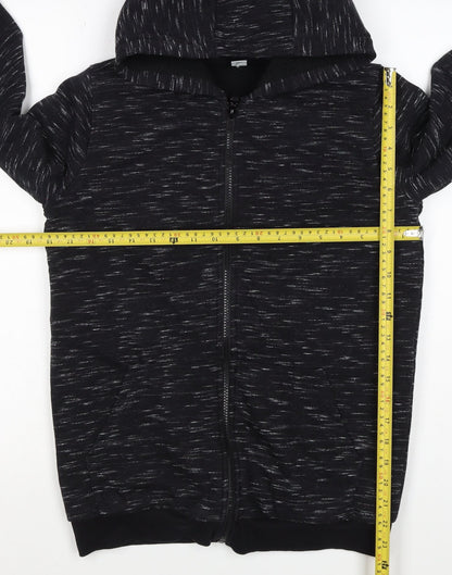 TU Boys Black Marl Full Zip Hooded Hoodie Age 13 Years 158cm Pockets