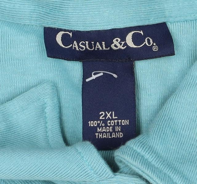 Casual & Co Womens Blue 2XL Embroidered Floral Snap Front Sweatshirt