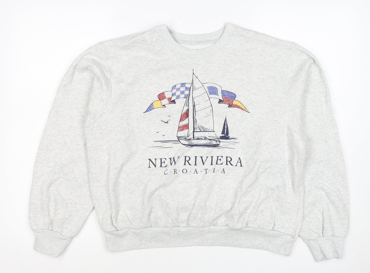 Hollister Women’s Grey S Nautical Croatia Graphic Pullover Sweatshirt