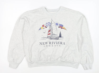 Hollister Women’s Grey S Nautical Croatia Graphic Pullover Sweatshirt