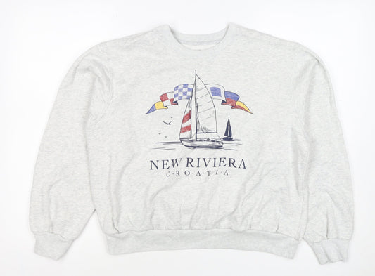 Hollister Women’s Grey S Nautical Croatia Graphic Pullover Sweatshirt