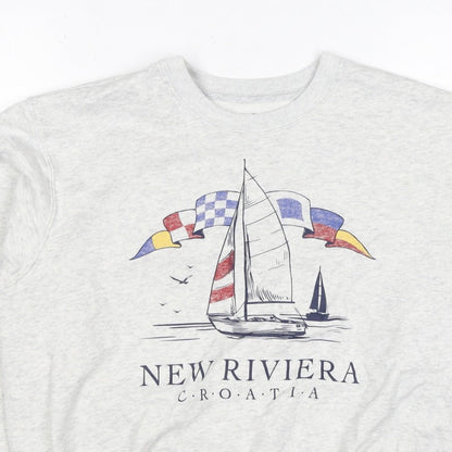 Hollister Women’s Grey S Nautical Croatia Graphic Pullover Sweatshirt