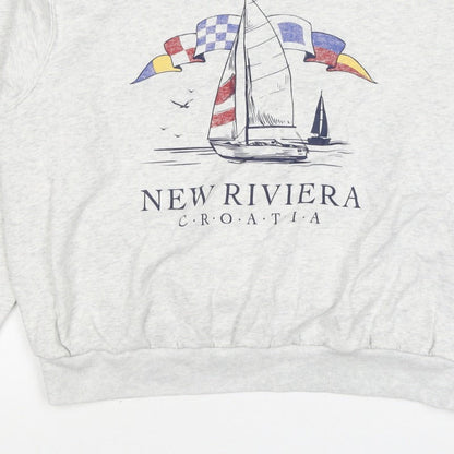 Hollister Women’s Grey S Nautical Croatia Graphic Pullover Sweatshirt