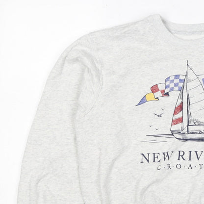 Hollister Women’s Grey S Nautical Croatia Graphic Pullover Sweatshirt