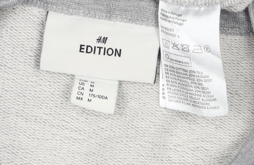 H&M Edition Men’s Grey M Crew Neck Cotton Silk Pullover Sweatshirt