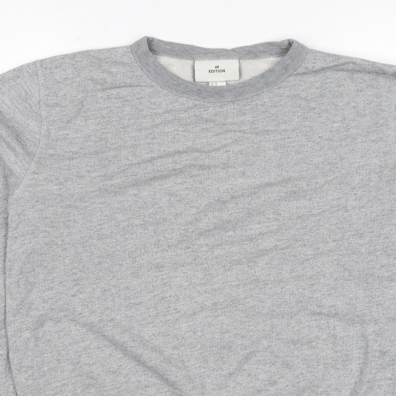 H&M Edition Men’s Grey M Crew Neck Cotton Silk Pullover Sweatshirt