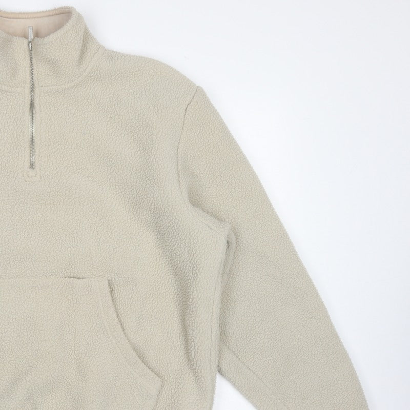 Sonneti London Men's Beige M Pullover 1/4 Zip Borg Fleece Sweatshirt