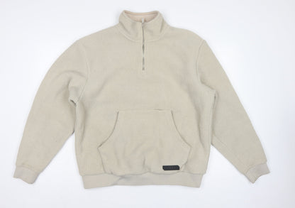 Sonneti London Men's Beige M Pullover 1/4 Zip Borg Fleece Sweatshirt