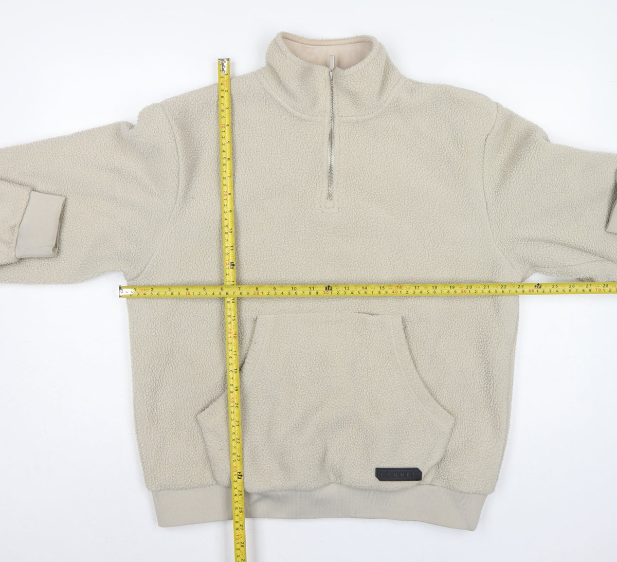 Sonneti London Men's Beige M Pullover 1/4 Zip Borg Fleece Sweatshirt